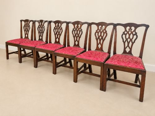 A Set of Six Antique Georgian Mahogany Dining Chairs