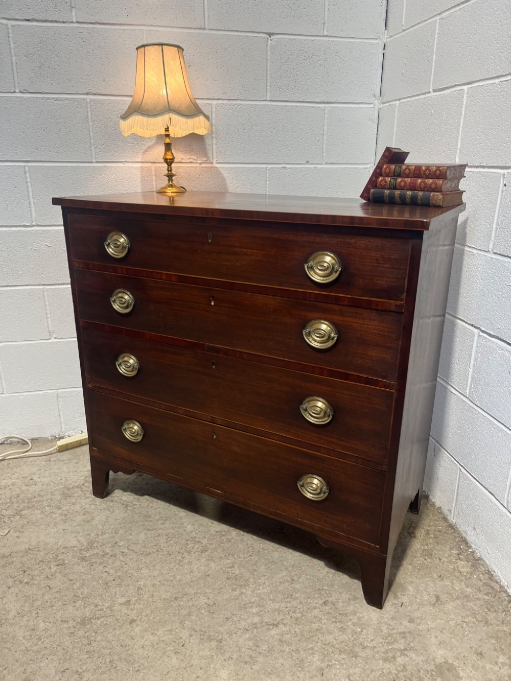 Antique 19th Century Inlaid Mahogany Chest Of Drawers