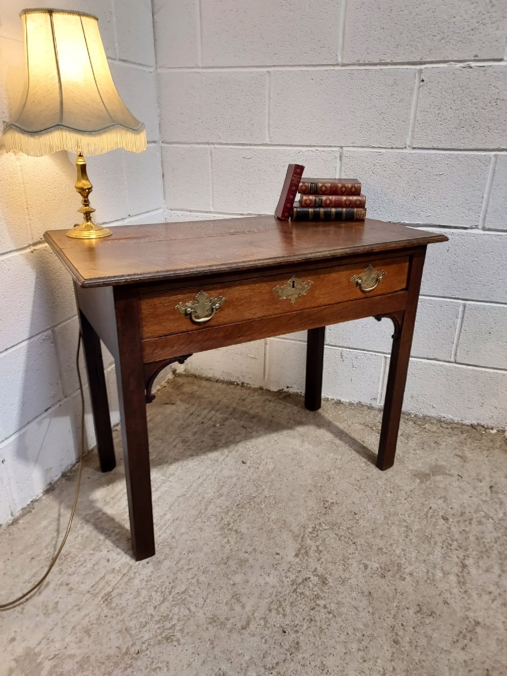 Antique Early 19th Century Oak Side Table View II