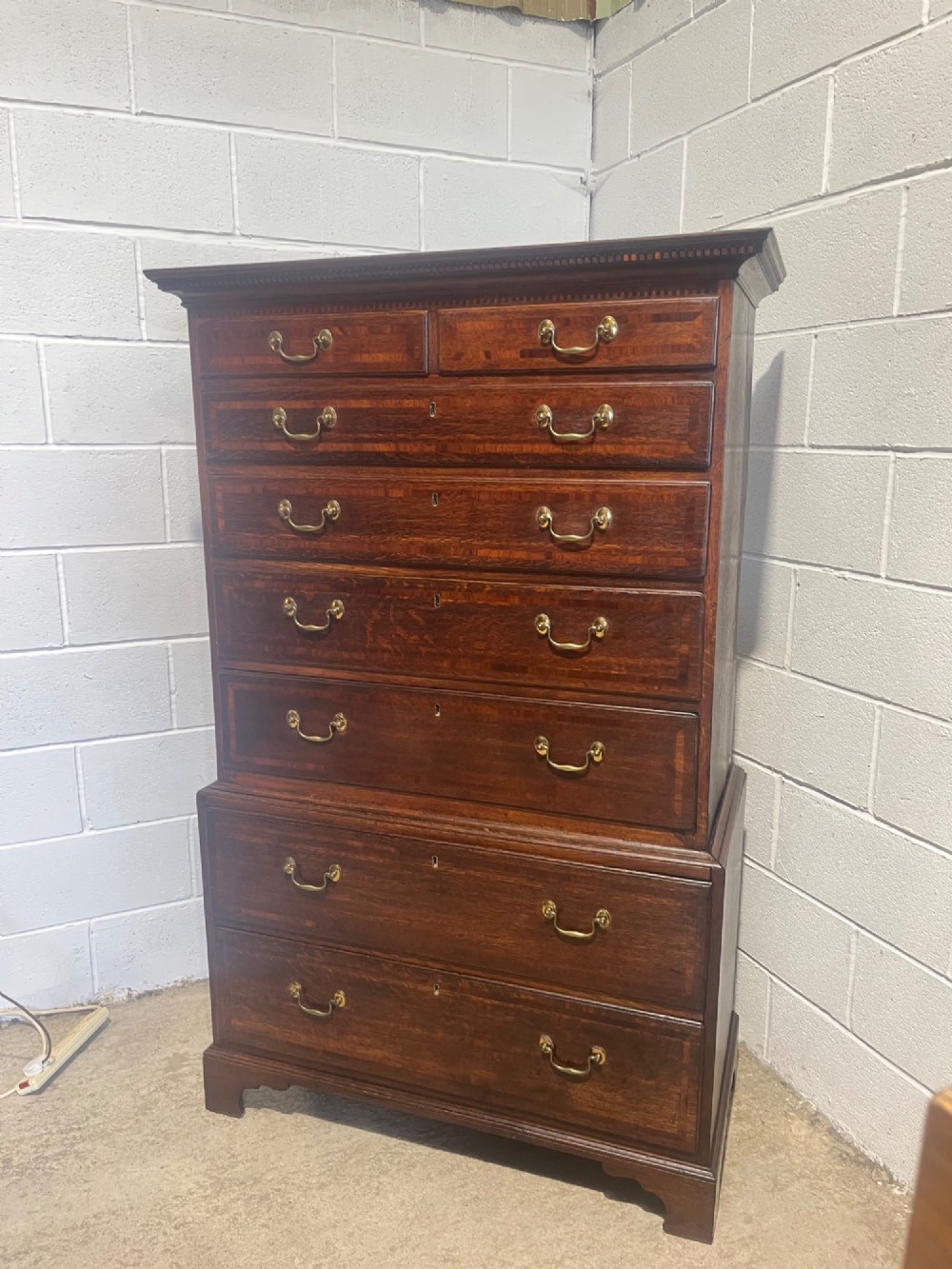 Antique George 3rd Oak Chest On Chest
