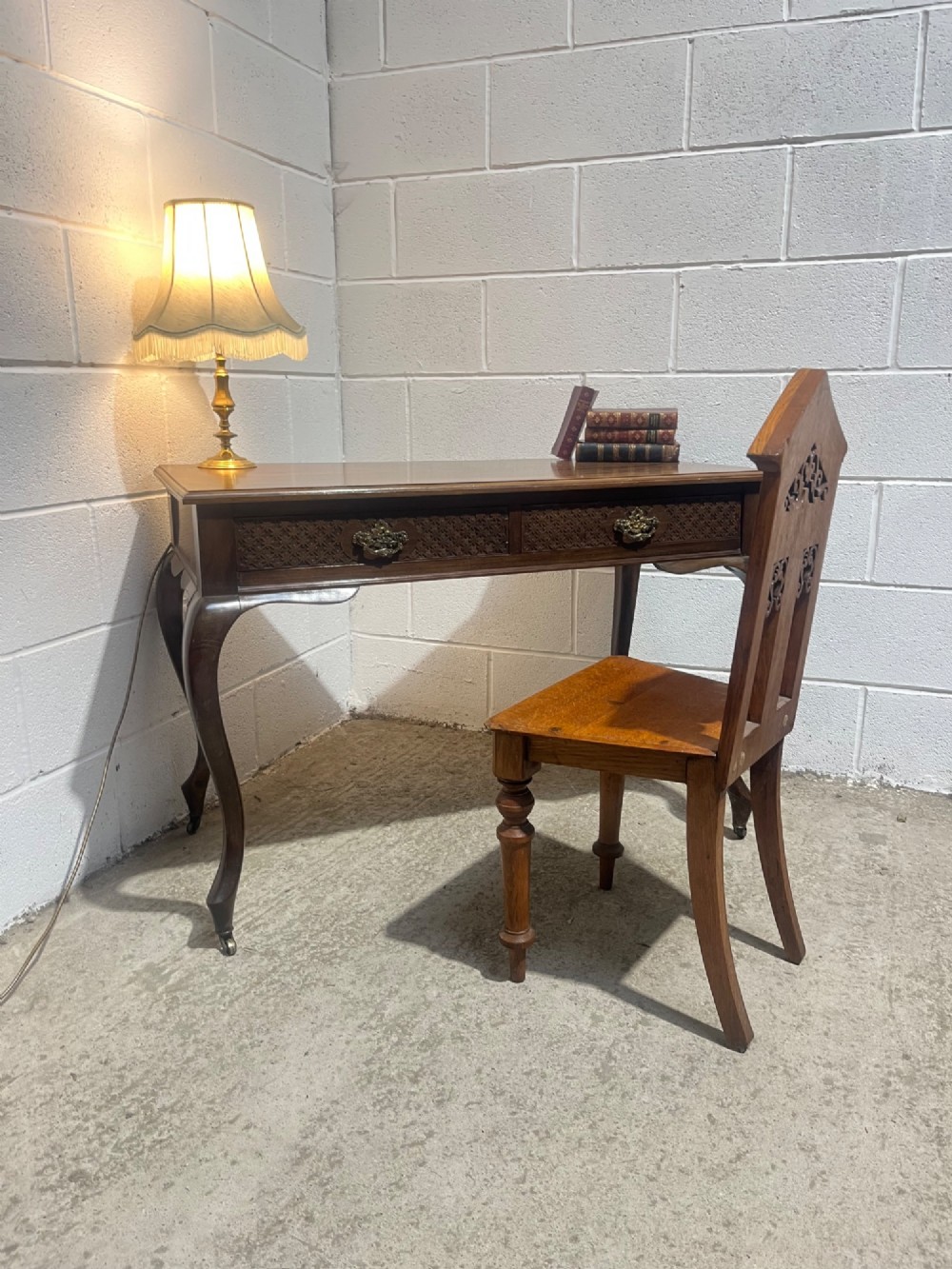 Antique Edwardian Mahogany 2 Drawer Desk