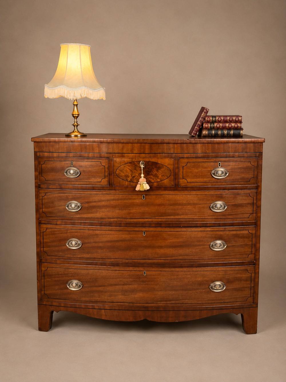 Antique 19th Century Mahogany Bowfront Chest Of Drawers