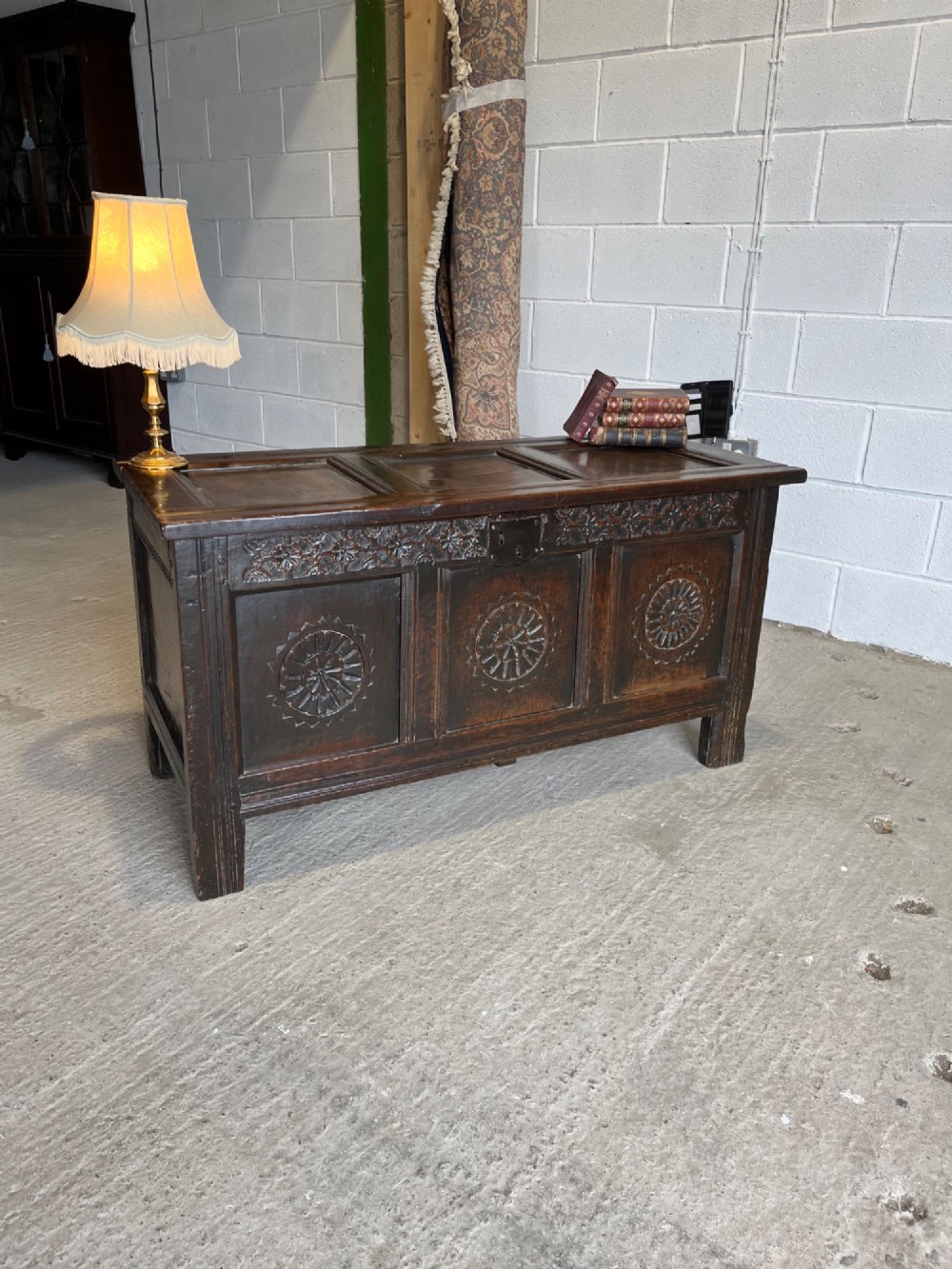 Antique Late 17th Century Carved Oak Coffer View VI