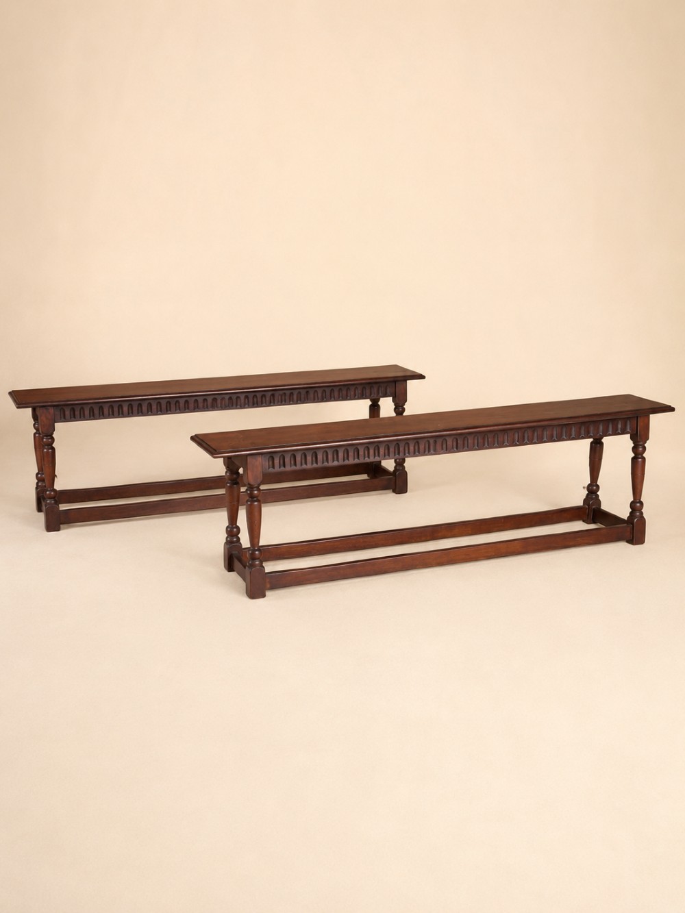 A Pair Of Antique Oak Benches