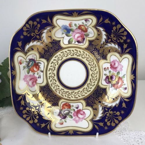 H and R Daniel Cobalt Floral Plate, Pattern 3859, 8.25 Inches.