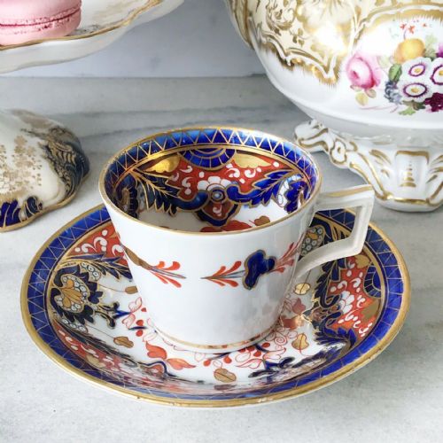 Antique Coalport Teacup and Saucer, Circa 1800-1815, Imari Decoration