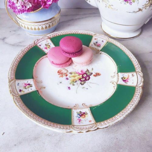 An Antique Coalport Dessert/cabinet Plate with Handpainted Flowers