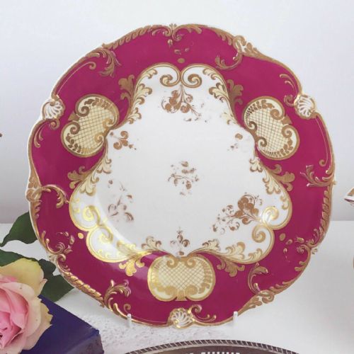 H and R Daniel Shell Shape Dessert/cabinet Plate, Deep Pink/red