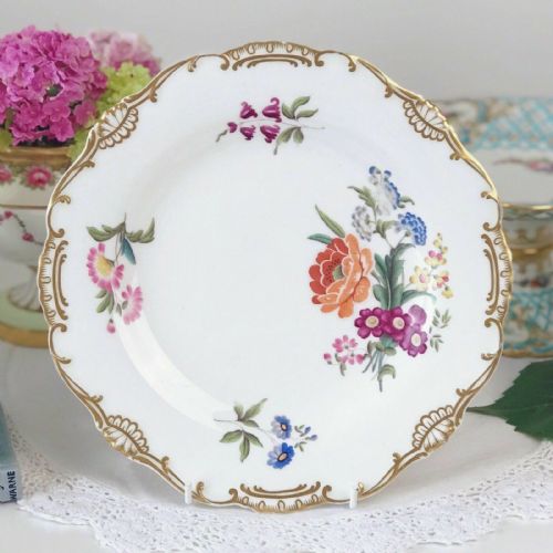 An Antique Minton Dessert/cabinet Plate Decorated with Handpainted Flowers