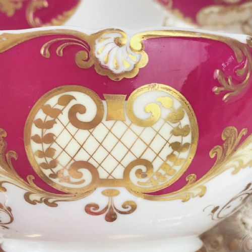 fig 1. H and R Daniel shell shape large slop bowl, deep pink/red