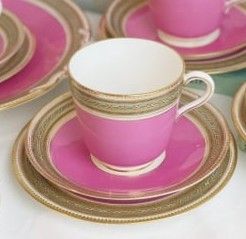 Antique Brown-Westhead & Moore trio of teacup, saucer & side plate