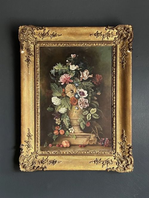 Dutch Flowers - Signed Original Oil Painting in a Gilt Gesso Frame