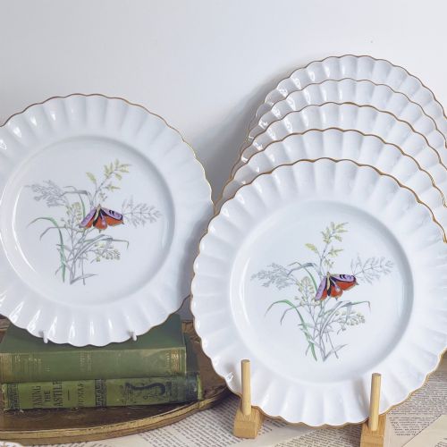 Spode Copelands China Set of 6 Butterfly Dessert Plates