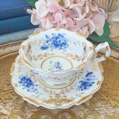 Antique H & R Daniel Shrewsbury Shape Teacup & Saucer Set, C.1825