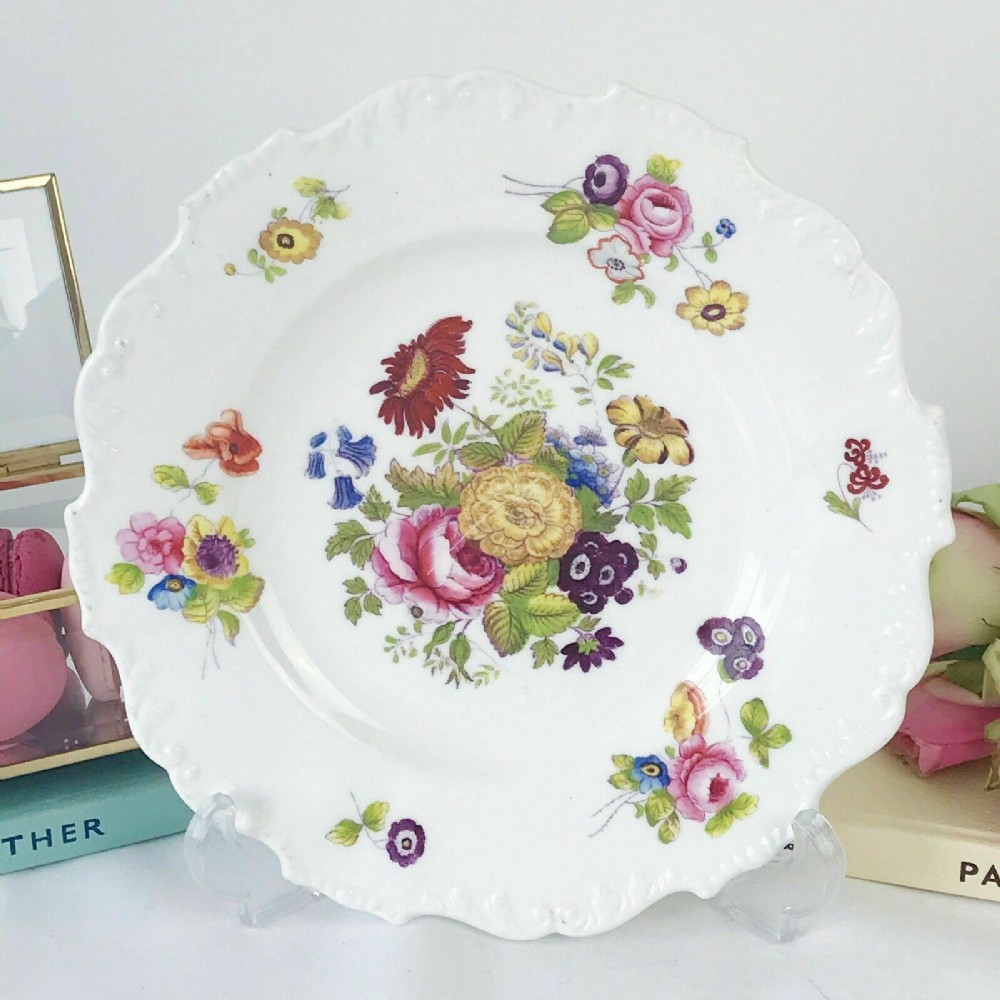 H and R Daniel Shrewsbury shape dessert plate, floral decoration