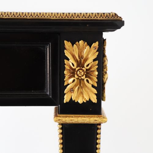 FRENCH EBONISED WRITING TABLE WITH BURGUNDY LEATHER TOP - ADDITIONAL PHOTO 5