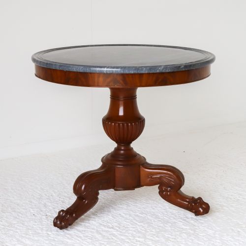 19TH CENTURY FRENCH MAHOGANY MARBLE TOP GUERIDON TABLE - ADDITIONAL PHOTO 1