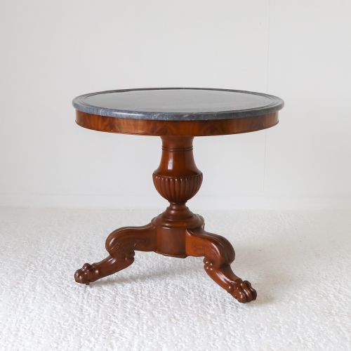 19TH CENTURY FRENCH MAHOGANY MARBLE TOP GUERIDON TABLE - ADDITIONAL PHOTO 2