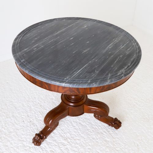 19TH CENTURY FRENCH MAHOGANY MARBLE TOP GUERIDON TABLE - ADDITIONAL PHOTO 3