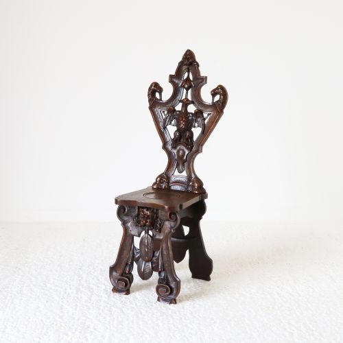 ITALIAN CARVED WALNUT SGABELLO HALL CHAIR C1900 - ADDITIONAL PHOTO 5
