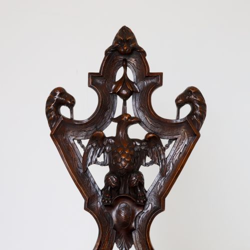 ITALIAN CARVED WALNUT SGABELLO HALL CHAIR C1900 - ADDITIONAL PHOTO 6
