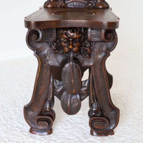 ITALIAN CARVED WALNUT SGABELLO HALL CHAIR C1900 - ADDITIONAL PHOTO 8