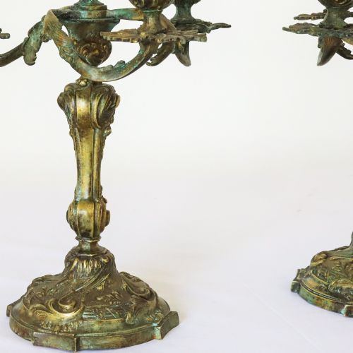 PAIR OF FRENCH BELL BRONZE CANDLESTICKS CANDELABRAS C1850 - ADDITIONAL PHOTO 1