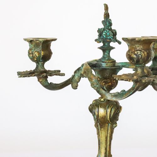 PAIR OF FRENCH BELL BRONZE CANDLESTICKS CANDELABRAS C1850 - ADDITIONAL PHOTO 2
