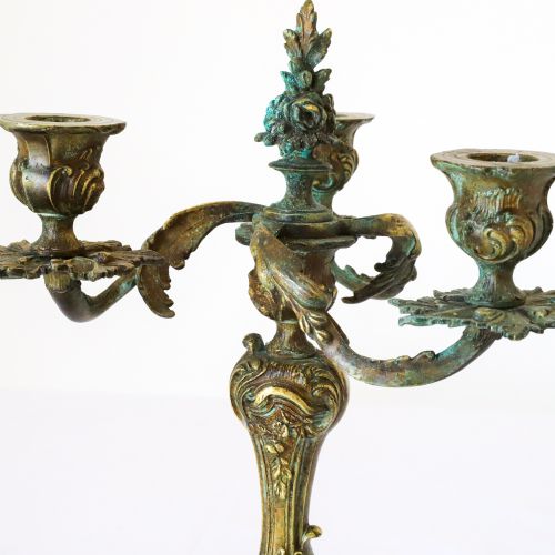 PAIR OF FRENCH BELL BRONZE CANDLESTICKS CANDELABRAS C1850 - ADDITIONAL PHOTO 3