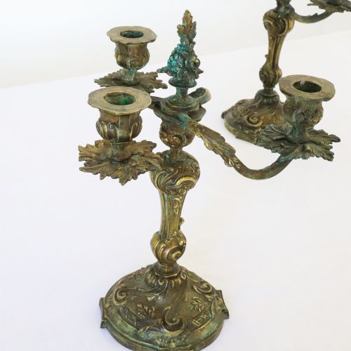 PAIR OF FRENCH BELL BRONZE CANDLESTICKS CANDELABRAS C1850 - ADDITIONAL PHOTO 5