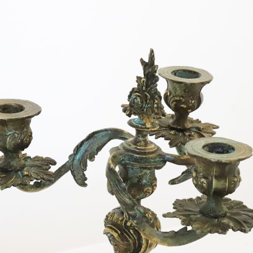 PAIR OF FRENCH BELL BRONZE CANDLESTICKS CANDELABRAS C1850 - ADDITIONAL PHOTO 6