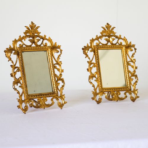 pair of french gilt metal table mirrors c1880 - CATEGORY: ANTIQUE MIRRORS - DATED 19TH CENTURY