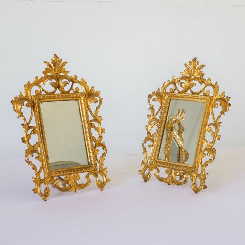 PAIR OF FRENCH GILT METAL TABLE MIRRORS C1880 - ADDITIONAL PHOTO 1