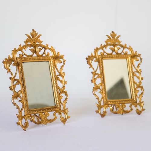 PAIR OF FRENCH GILT METAL TABLE MIRRORS C1880 - ADDITIONAL PHOTO 2