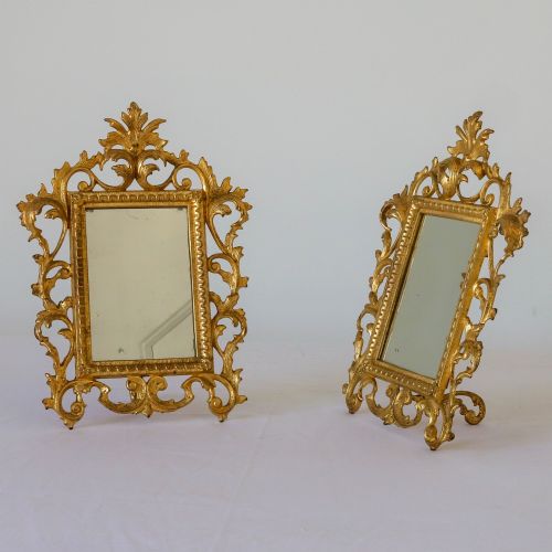 PAIR OF FRENCH GILT METAL TABLE MIRRORS C1880 - ADDITIONAL PHOTO 3