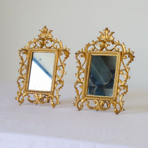 PAIR OF FRENCH GILT METAL TABLE MIRRORS C1880 - ADDITIONAL PHOTO 4