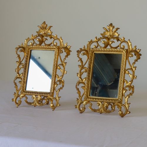 PAIR OF FRENCH GILT METAL TABLE MIRRORS C1880 - ADDITIONAL PHOTO 5
