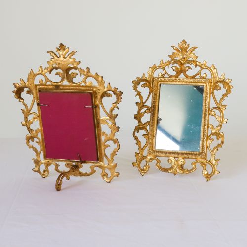 PAIR OF FRENCH GILT METAL TABLE MIRRORS C1880 - ADDITIONAL PHOTO 6