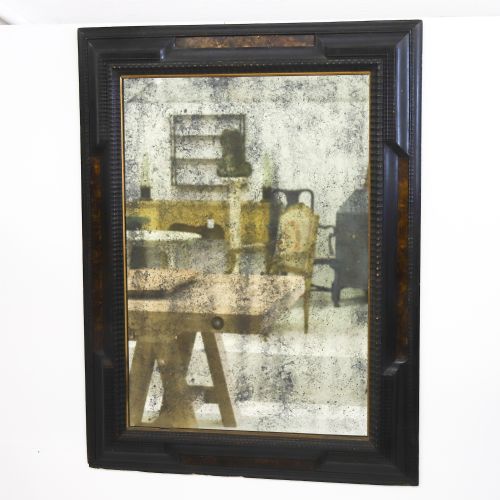 FRENCH 19TH CENTURY EBONISED AND FAUX TORTOISESHELL FRAMED MIRROR - ADDITIONAL PHOTO 2