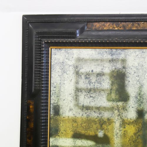 FRENCH 19TH CENTURY EBONISED AND FAUX TORTOISESHELL FRAMED MIRROR - ADDITIONAL PHOTO 3