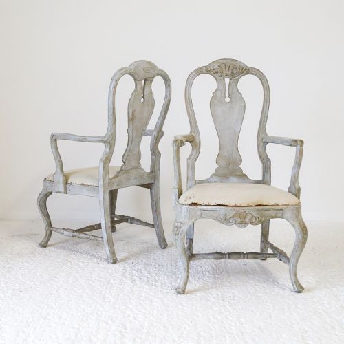swedish gustavian style 20th century pair of armchairs - CATEGORY: ANTIQUE CHAIRS - DATED 1920
