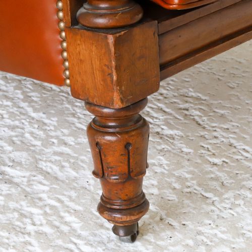 ENGLISH WILLIAM IV LIBRARY CHAIR REUPHOLSTERED IN TAN LEATHER - ADDITIONAL PHOTO 8