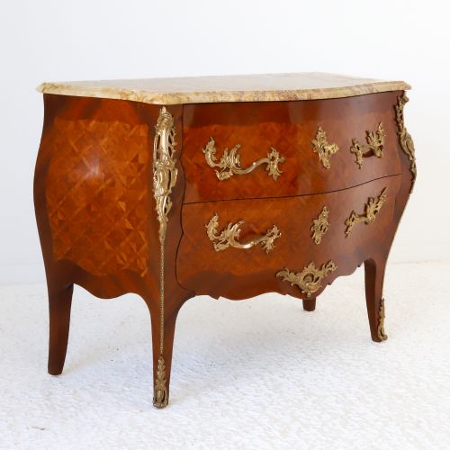 FRENCH COMMODE WITH PARQUETRY INLAY OF KINGWOOD AND TULIP WOOD - ADDITIONAL PHOTO 1