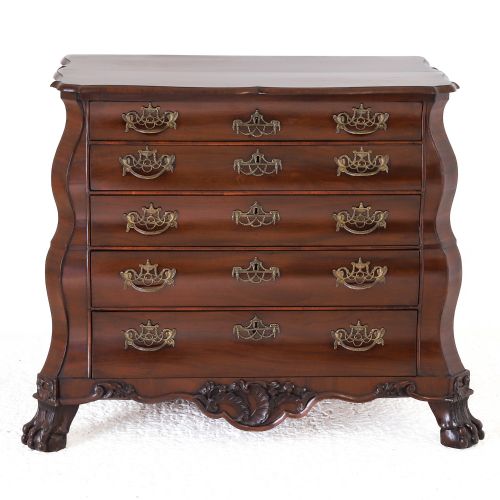 18TH CENTURY DUTCH FIGURED MAHOGANY BOMBE SHAPED CHEST - ADDITIONAL PHOTO 1
