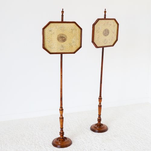 PAIR OF SATINWOOD EXQUISITELY EMBROIDERED POLE SCREENS - ADDITIONAL PHOTO 8