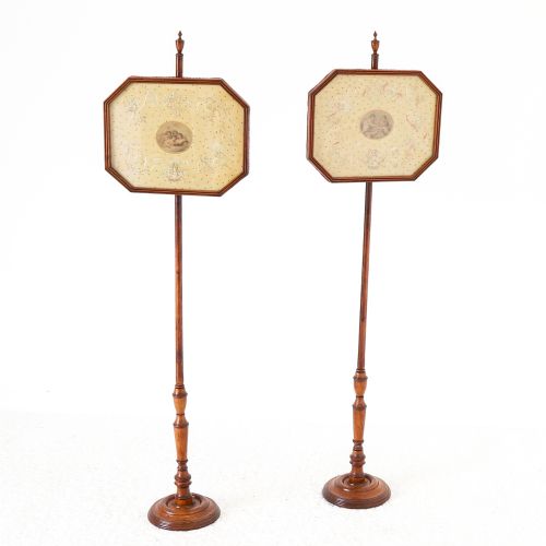 PAIR OF SATINWOOD EXQUISITELY EMBROIDERED POLE SCREENS - ADDITIONAL PHOTO 9