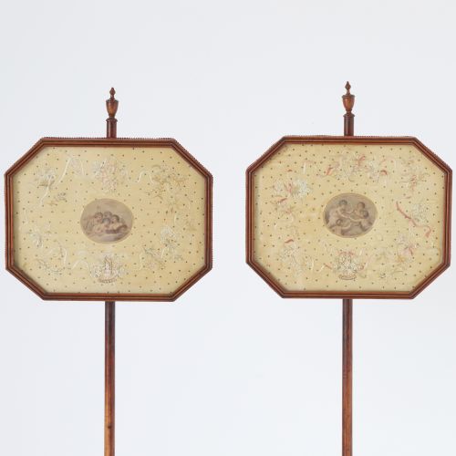 PAIR OF SATINWOOD EXQUISITELY EMBROIDERED POLE SCREENS - ADDITIONAL PHOTO 10