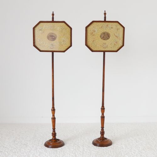 PAIR OF SATINWOOD EXQUISITELY EMBROIDERED POLE SCREENS - ADDITIONAL PHOTO 12
