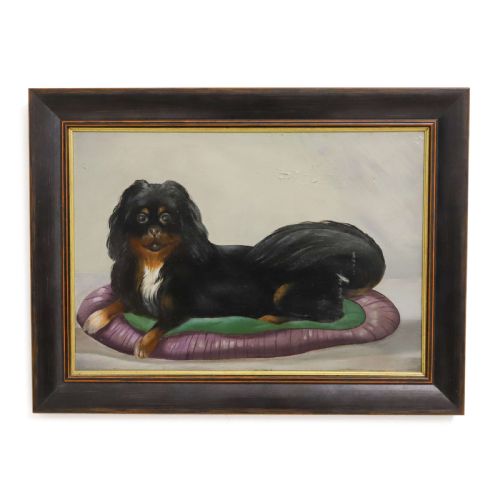 france 1930 painting of dog on board wonderful colours expression - CATEGORY: ANTIQUE ART - DATED 1930