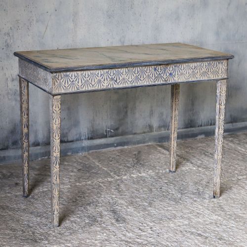 ANTIQUE ENGLISH GEORGIAN CONSOLE TABLE UNIQUE HAND PAINTED FAUX MARBLE DECORATIVE BASE - ADDITIONAL PHOTO 1